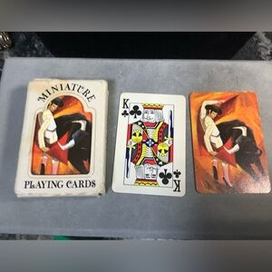 Vintage collectible Miniature Playing Cards 2 Sets Whsmith and Bullfighter.